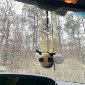 Crochet bee car decoration